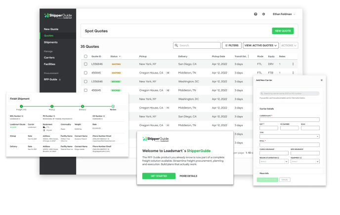 RFP Guide dashboard screeenshots